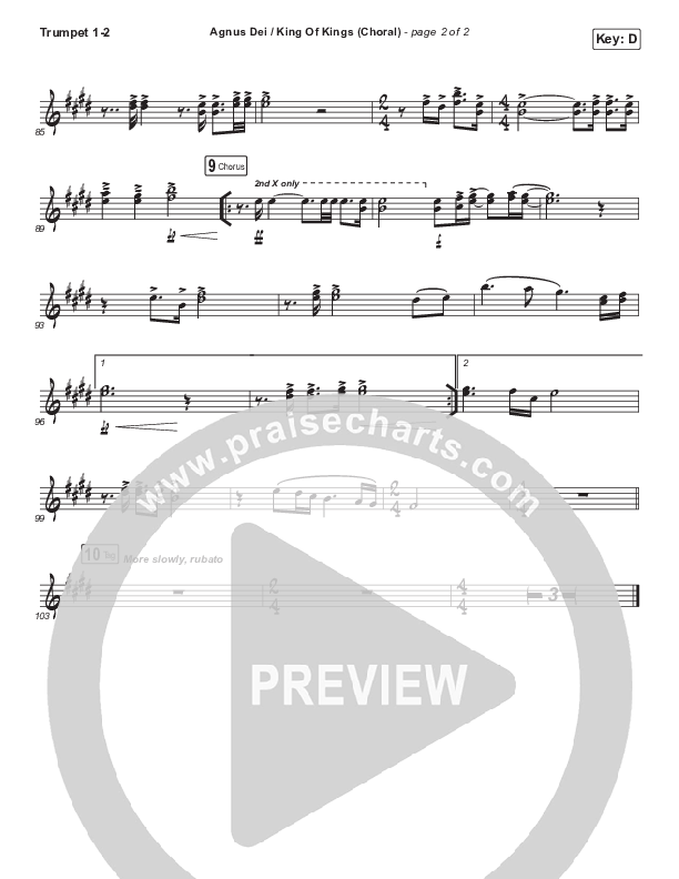 Agnus Dei / King Of Kings (Choral Anthem SATB) Trumpet 1,2 (Hillsong Worship / Arr. Luke Gambill)