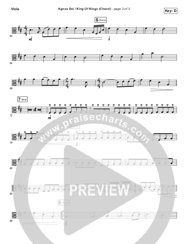 Agnus Dei / King Of Kings (Choral Anthem SATB) Viola (Hillsong Worship / Arr. Luke Gambill)
