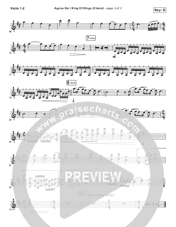 Agnus Dei / King Of Kings (Choral Anthem SATB) Violin 1/2 (Hillsong Worship / Arr. Luke Gambill)