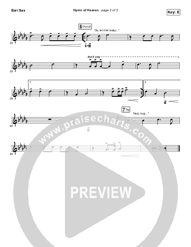 Hymn Of Heaven Bari Sax (Phil Wickham)