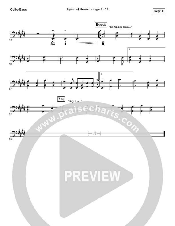 Hymn Of Heaven Cello/Bass (Phil Wickham)
