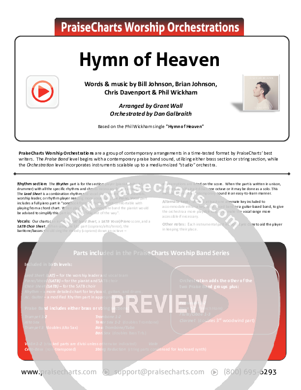 Hymn Of Heaven Cover Sheet (Phil Wickham)