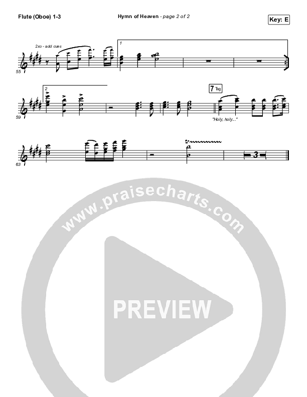 Hymn Of Heaven Flute/Oboe 1/2/3 (Phil Wickham)