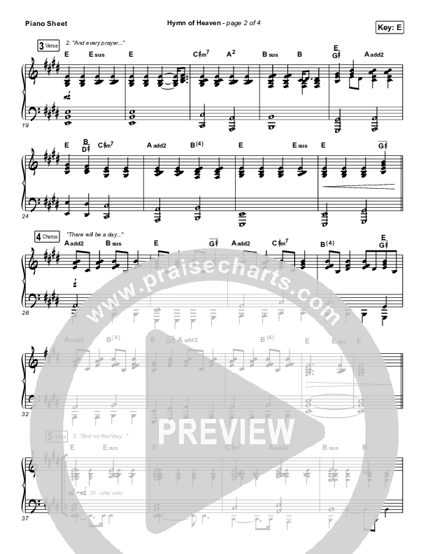 Hymn Of Heaven Piano Sheet (Phil Wickham)
