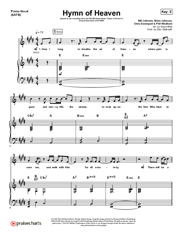 Hymn Of Heaven Piano/Vocal & Lead (Phil Wickham)