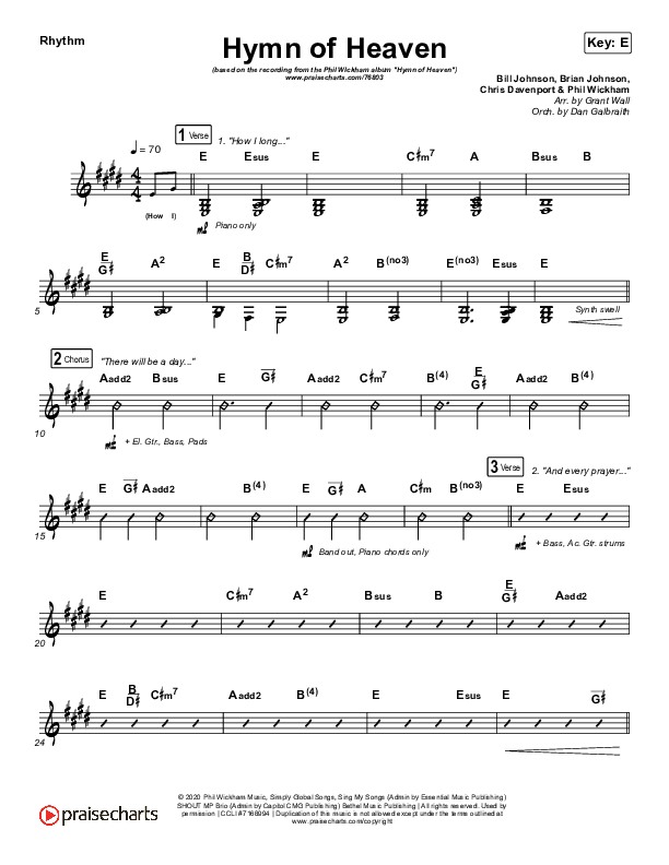 Hymn Of Heaven Rhythm Chart (Phil Wickham)
