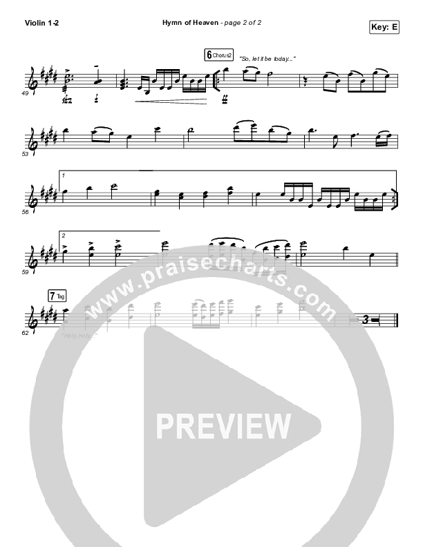 Hymn Of Heaven Violin 1,2 (Phil Wickham)