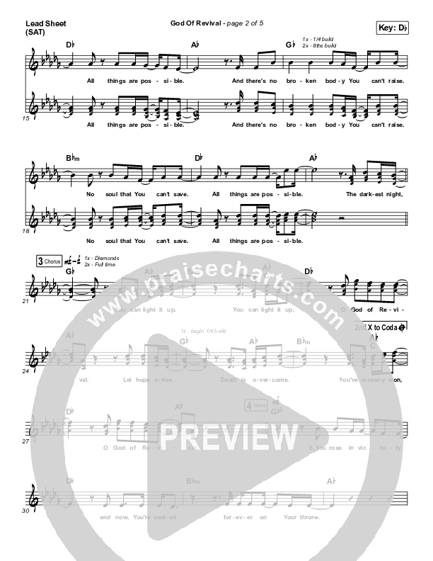 God Of Revival Lead Sheet (SAT) (Phil Wickham)