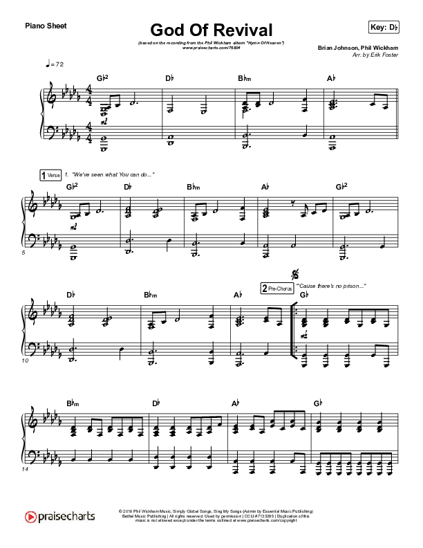 God Of Revival Piano Sheet (Phil Wickham)