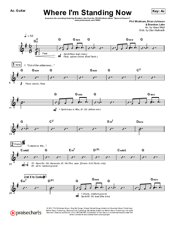 Where I'm Standing Now Acoustic Guitar (Phil Wickham / Brandon Lake)