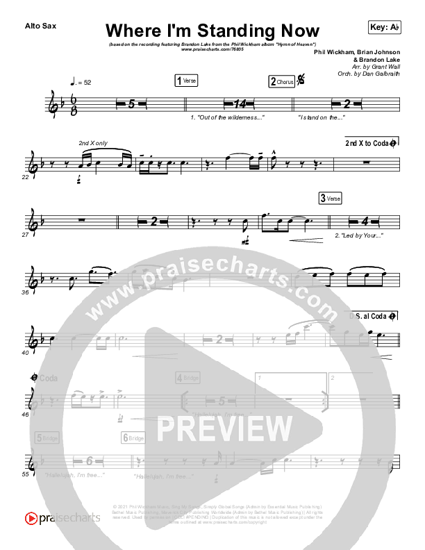 Where I'm Standing Now Alto Sax (Phil Wickham / Brandon Lake)