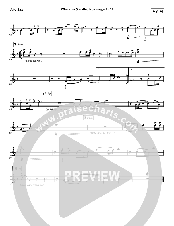 Where I'm Standing Now Alto Sax (Phil Wickham / Brandon Lake)
