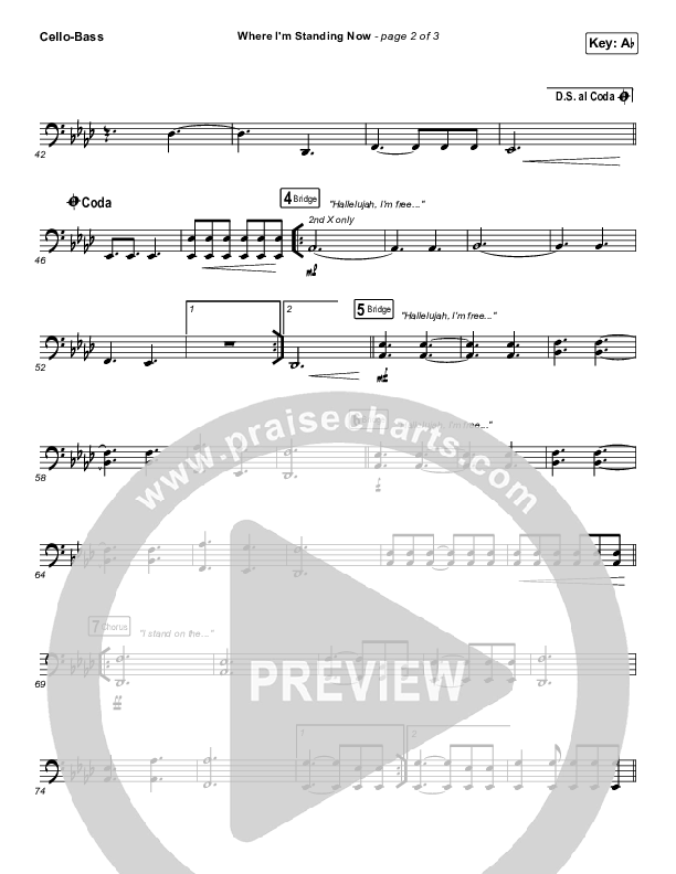 Where I'm Standing Now Cello/Bass (Phil Wickham / Brandon Lake)