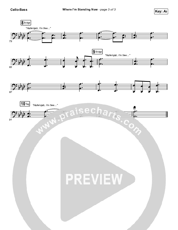 Where I'm Standing Now Cello/Bass (Phil Wickham / Brandon Lake)