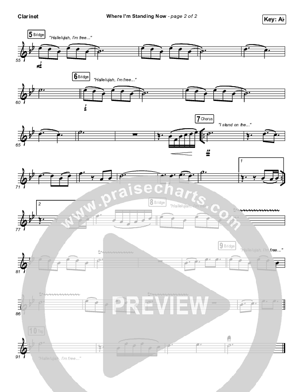 Where I'm Standing Now Clarinet (Phil Wickham / Brandon Lake)