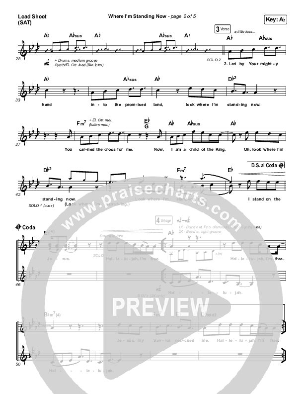 Where I'm Standing Now Lead Sheet (SAT) (Phil Wickham / Brandon Lake)