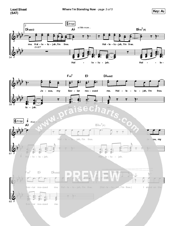 Where I'm Standing Now Lead Sheet (SAT) (Phil Wickham / Brandon Lake)