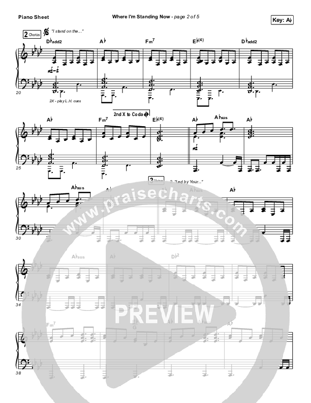 Where I'm Standing Now Piano Sheet (Phil Wickham / Brandon Lake)