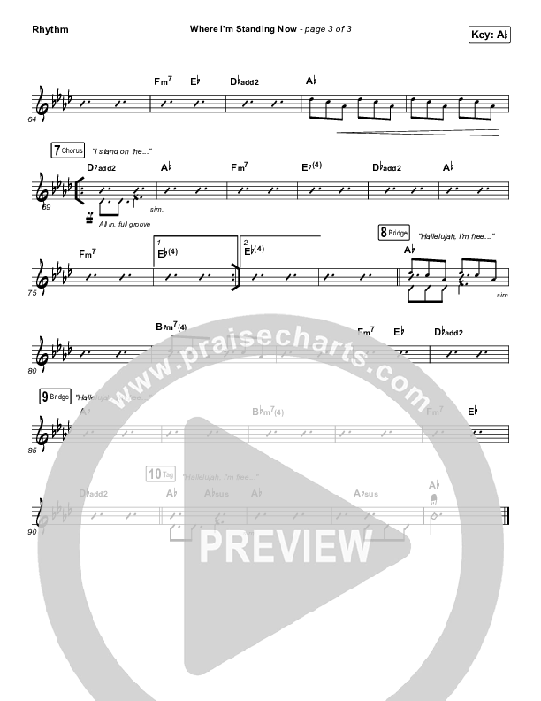 Where I'm Standing Now Rhythm Chart (Phil Wickham / Brandon Lake)