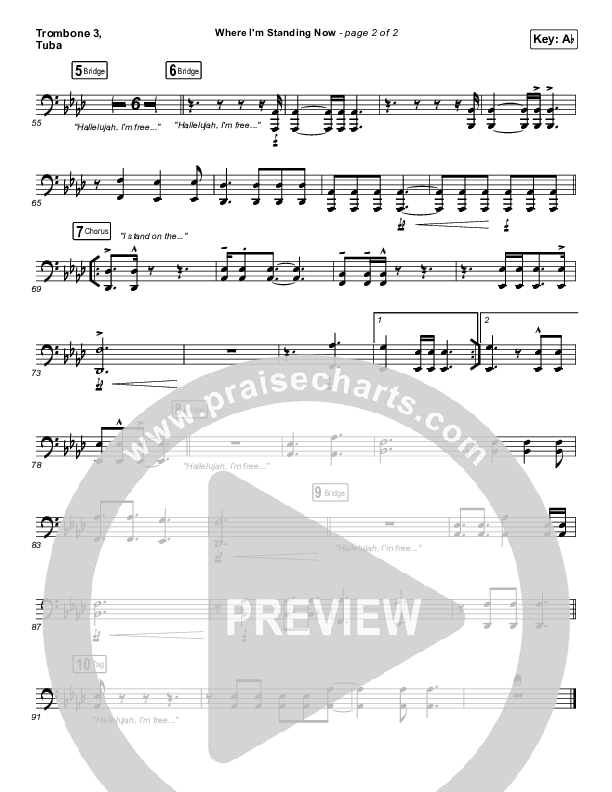 Where I'm Standing Now Trombone 3/Tuba (Phil Wickham / Brandon Lake)