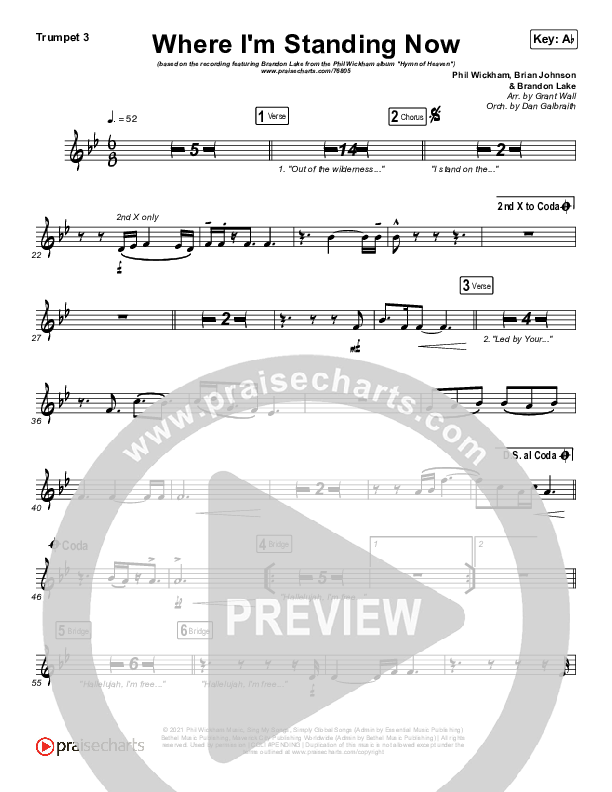 Where I'm Standing Now Trumpet 3 (Phil Wickham / Brandon Lake)