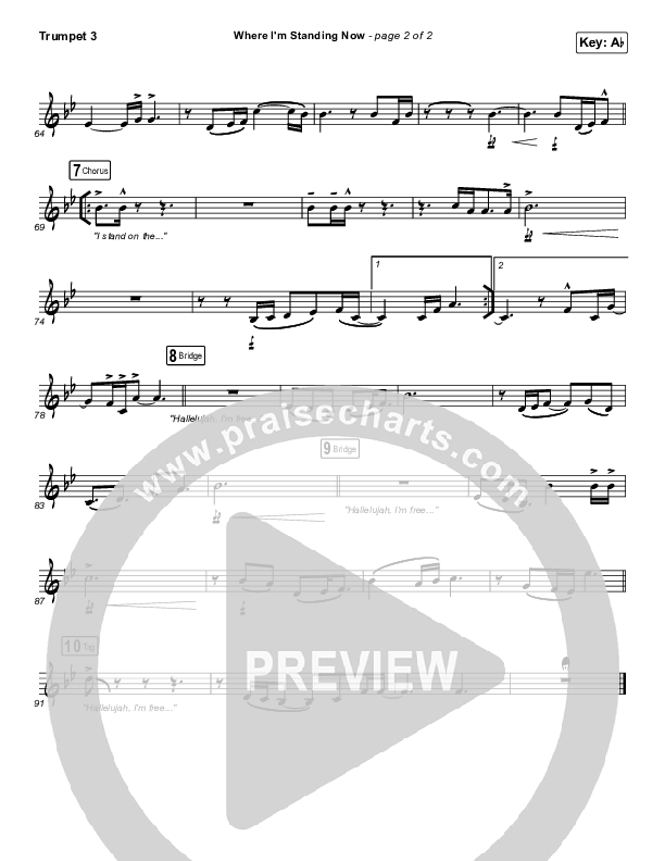 Where I'm Standing Now Trumpet 3 (Phil Wickham / Brandon Lake)