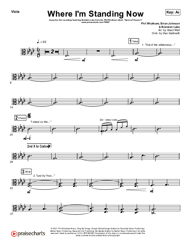 Where I'm Standing Now Viola (Phil Wickham / Brandon Lake)