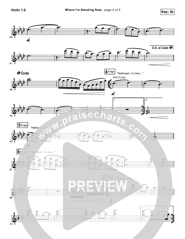 Where I'm Standing Now Violin 1/2 (Phil Wickham / Brandon Lake)