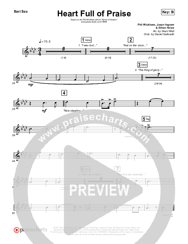 Heart Full Of Praise Bari Sax (Phil Wickham)