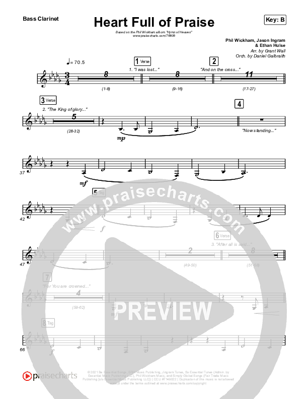 Heart Full Of Praise Bass Clarinet (Phil Wickham)