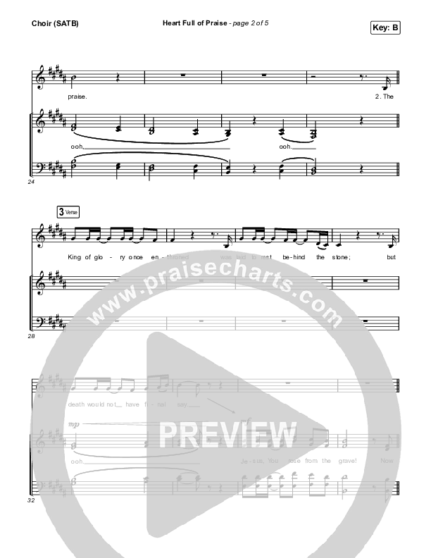Heart Full Of Praise Choir Sheet (SATB) (Phil Wickham)