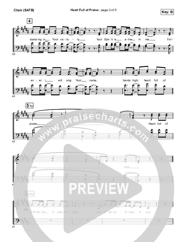 Heart Full Of Praise Choir Sheet (SATB) (Phil Wickham)