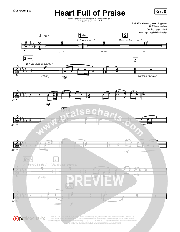 Heart Full Of Praise Clarinet 1/2 (Phil Wickham)