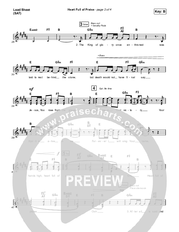 Heart Full Of Praise Lead Sheet (SAT) (Phil Wickham)