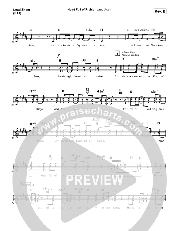 Heart Full Of Praise Lead Sheet (SAT) (Phil Wickham)