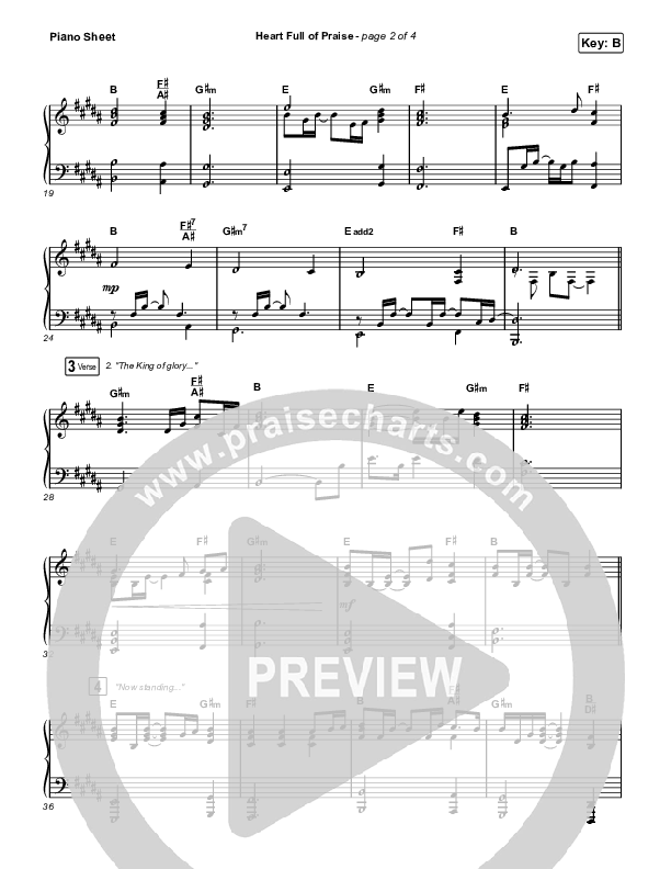 Heart Full Of Praise Piano Sheet (Phil Wickham)
