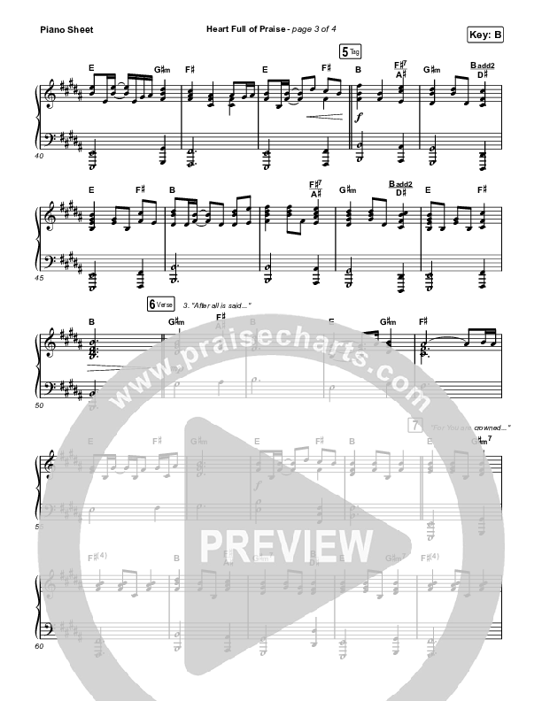 Heart Full Of Praise Piano Sheet (Phil Wickham)