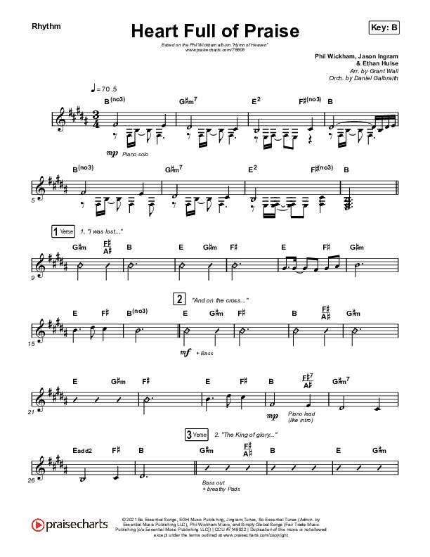 Heart Full Of Praise Rhythm Chart (Phil Wickham)