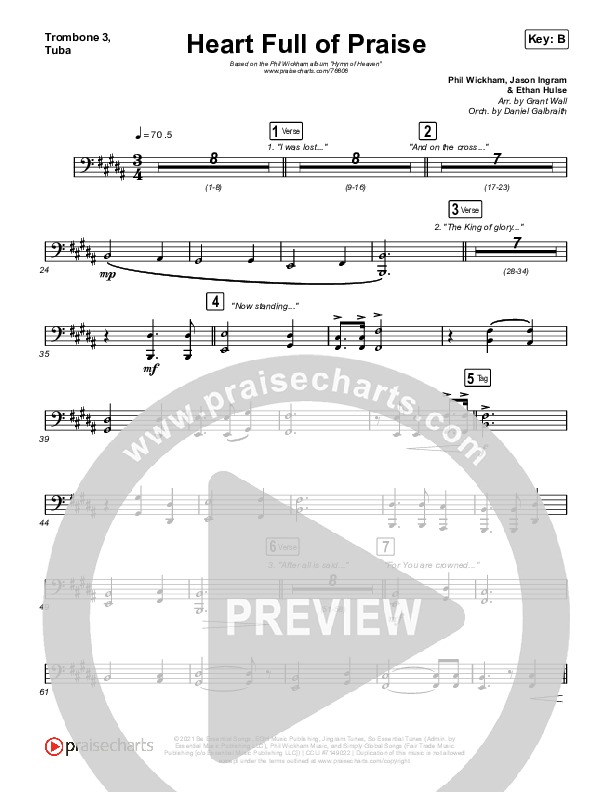 Heart Full Of Praise Trombone 3/Tuba (Phil Wickham)