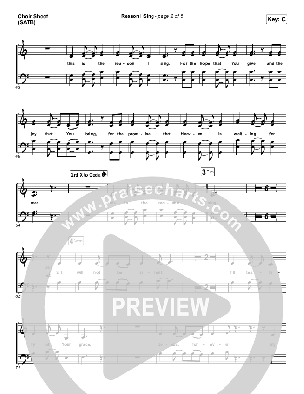 Reason I Sing Choir Sheet (SATB) (Phil Wickham)