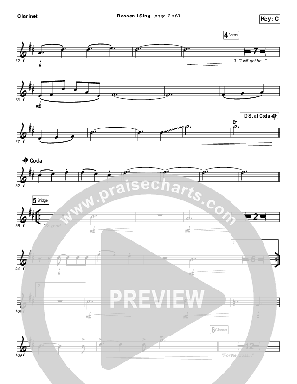 Reason I Sing Clarinet (Phil Wickham)