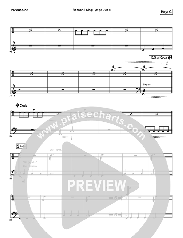 Reason I Sing Percussion (Phil Wickham)