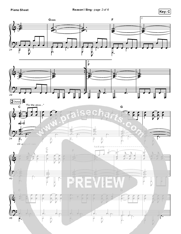 Reason I Sing Piano Sheet (Phil Wickham)