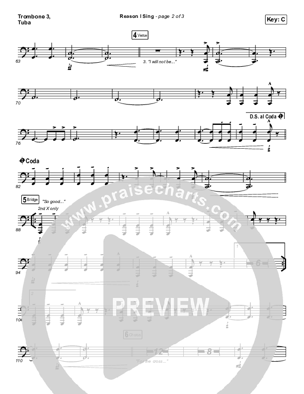 Reason I Sing Trombone 3/Tuba (Phil Wickham)