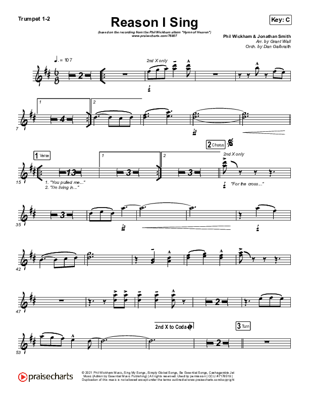 Reason I Sing Trumpet 1,2 (Phil Wickham)