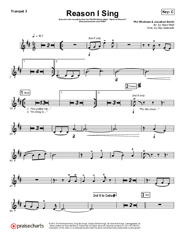 Reason I Sing Trumpet 3 (Phil Wickham)
