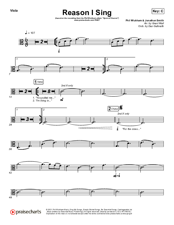 Reason I Sing Viola (Phil Wickham)