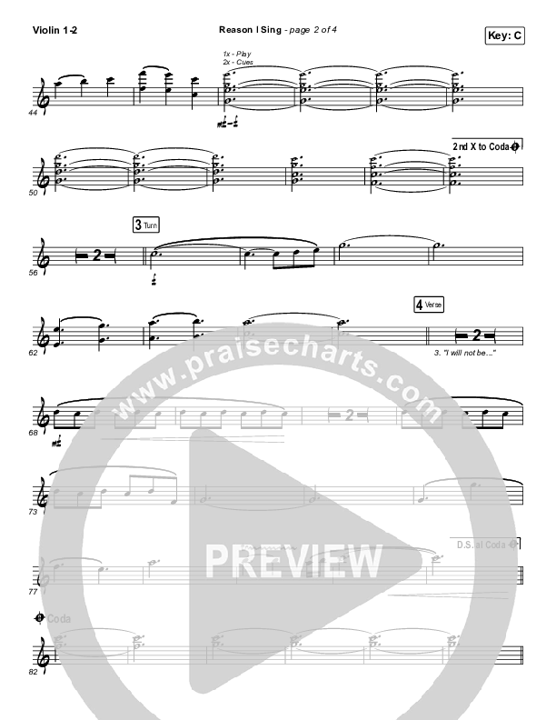 Reason I Sing Violin 1/2 (Phil Wickham)