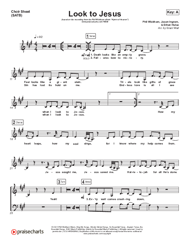 Look To Jesus Choir Sheet (SATB) (Phil Wickham)