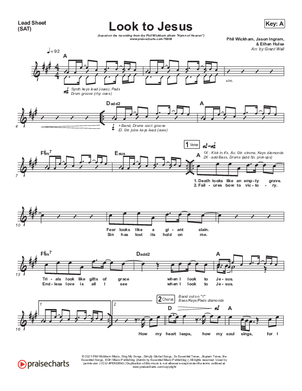 Look To Jesus Lead Sheet (SAT) (Phil Wickham)